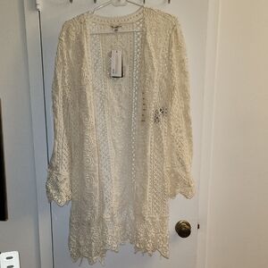 Guess Cream Lace Women's Crochet Sweater